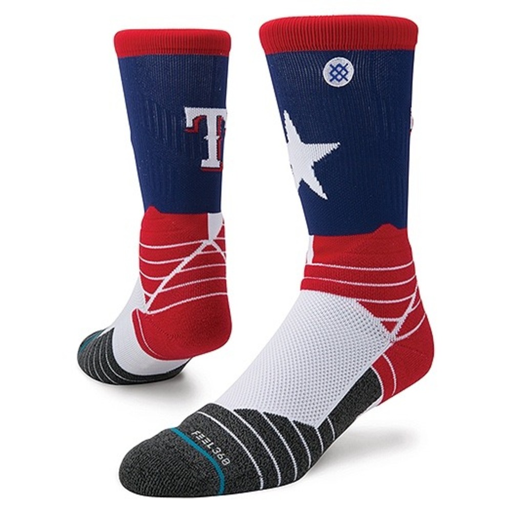 Stance Texas Rangers MLB Diamond Pro Crew Baseball Socks Blue Red Large NEW